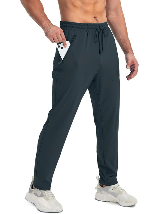 SEVEGO Mens 31"/33"/35"/37" Inseam Tall Sweatpants Zipper Pockets Tapered Joggers Athletic Workout Pants Dark Grey XXL