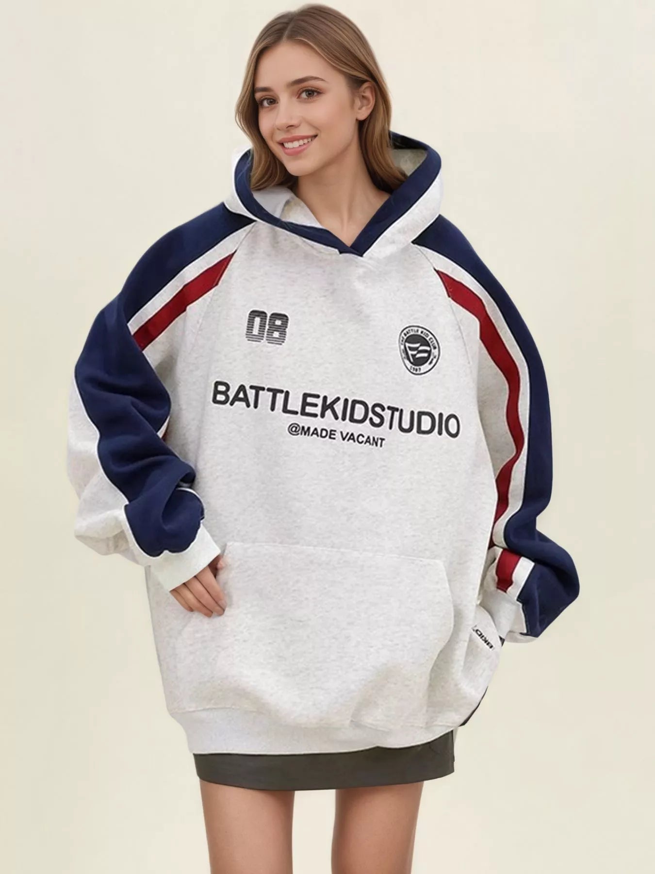 Oversized Raglan Sleeve Hoodie - Casual Fit Clothes