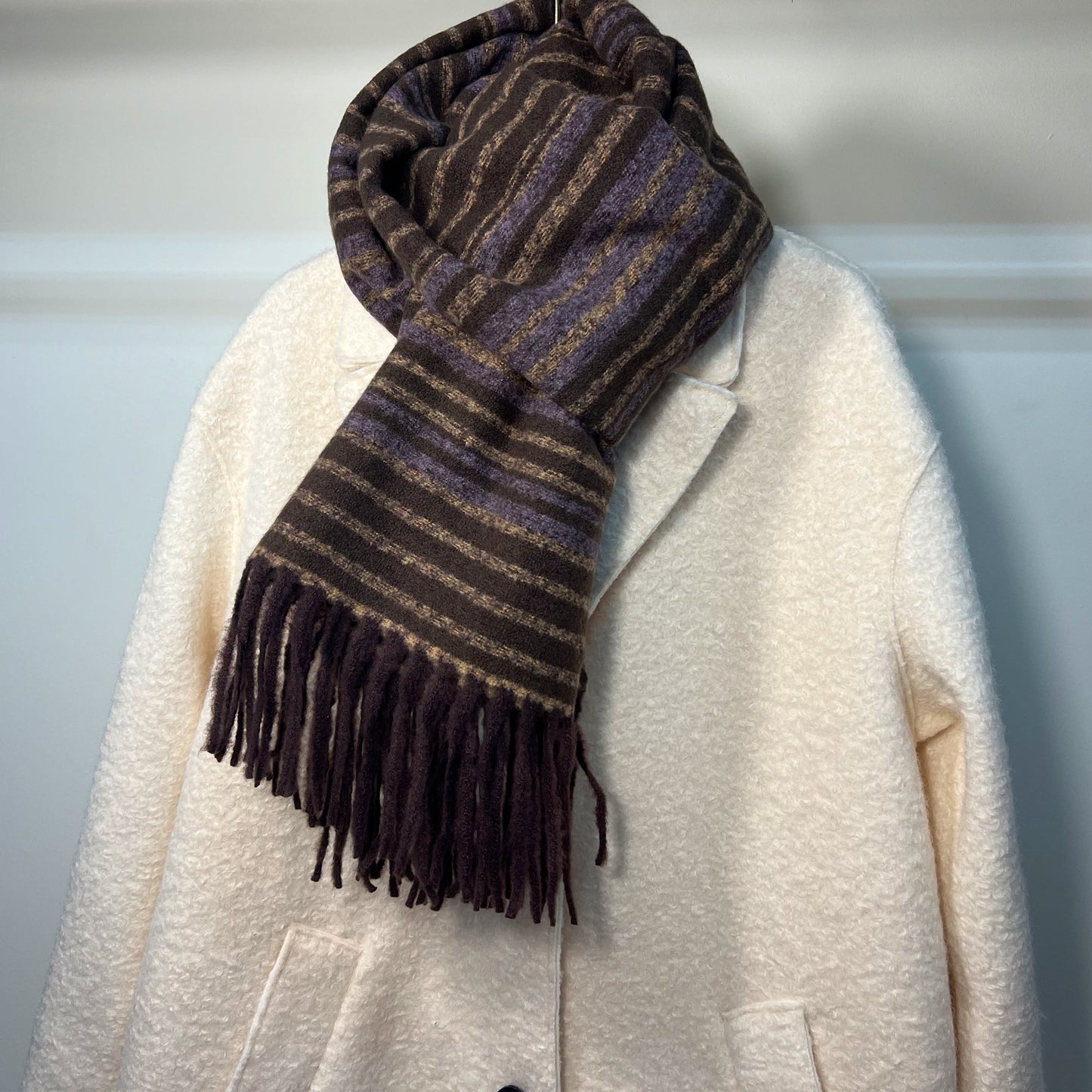 Purple Scarf with Fringe - Casual Fit Clothes