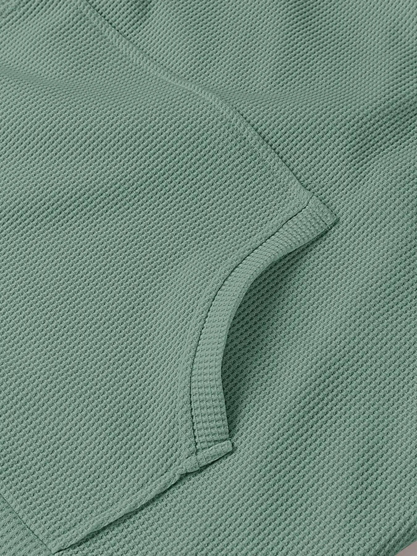 Slit Drawstring Waffle Knit Hoodie - Casual Fit Clothes