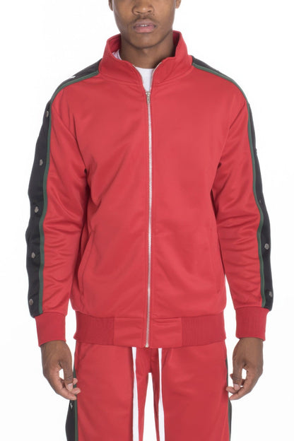 Snap Button Track Jacket - Casual Fit Clothes