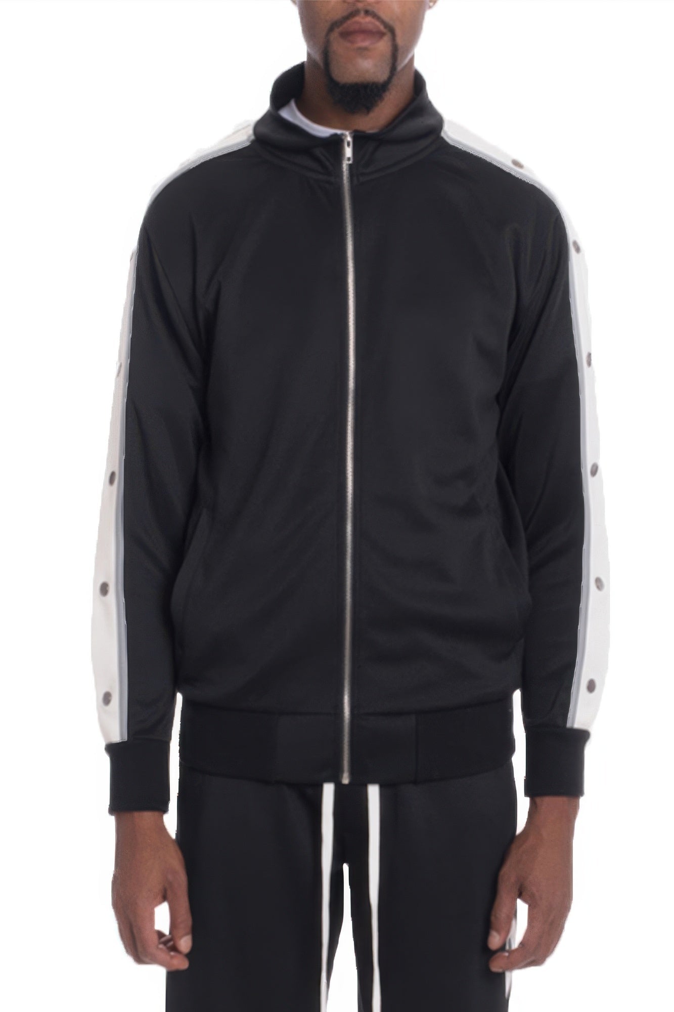 Snap Button Track Jacket - Casual Fit Clothes