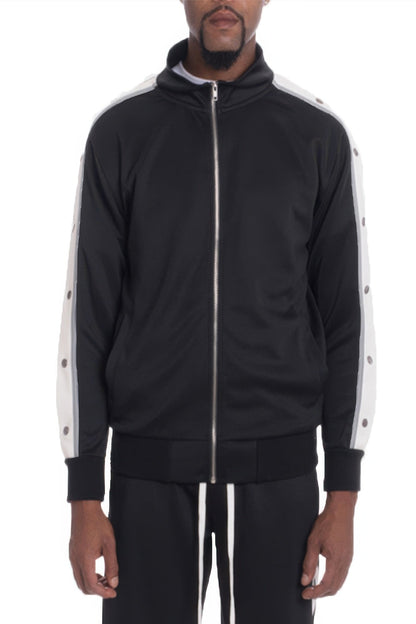 Snap Button Track Jacket - Casual Fit Clothes