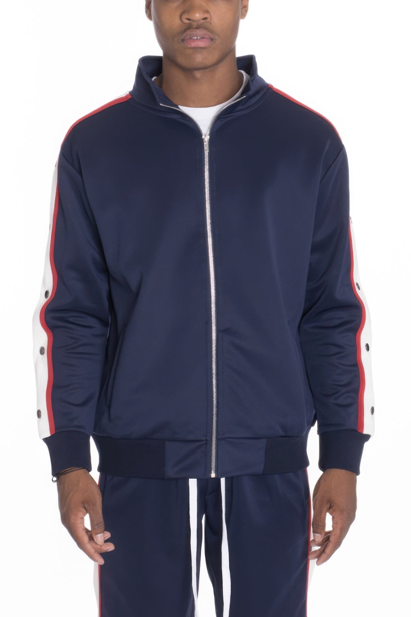 Snap Button Track Jacket - Casual Fit Clothes