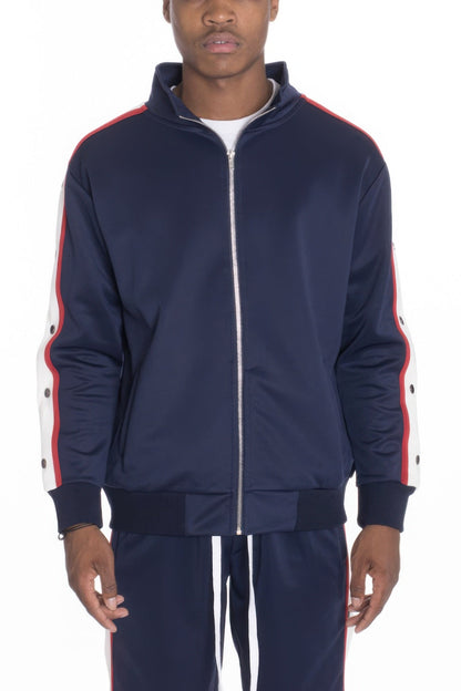 Snap Button Track Jacket - Casual Fit Clothes