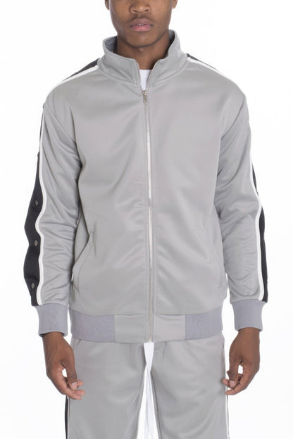 Snap Button Track Jacket - Casual Fit Clothes