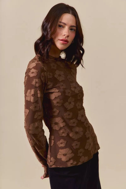 SO ME Stretched Jacquard Casual Tops with Thumb Opening - Casual Fit Clothes