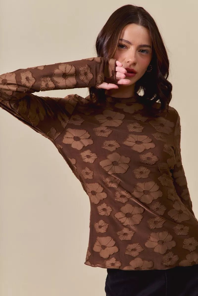 SO ME Stretched Jacquard Casual Tops with Thumb Opening - Casual Fit Clothes