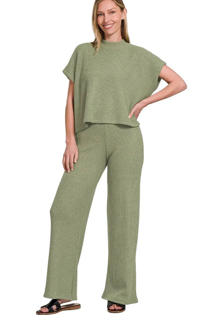 Sweater Boxy Top & Long Pants Set - Casual Fit Clothes