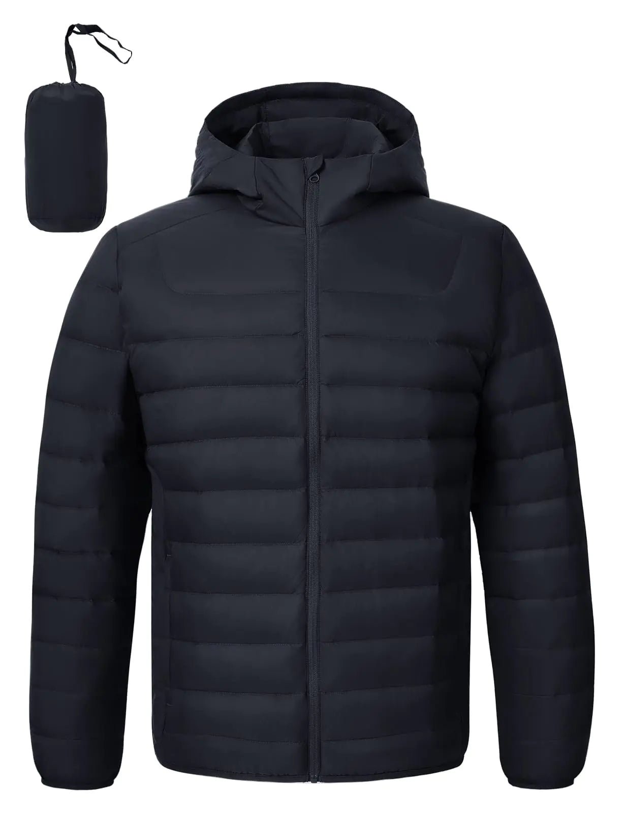 Ultra-Light Men's Packable Puffer Jacket - Navy Blue XL - Casual Fit Clothes