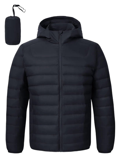 Ultra-Light Men's Packable Puffer Jacket - Navy Blue XL - Casual Fit Clothes