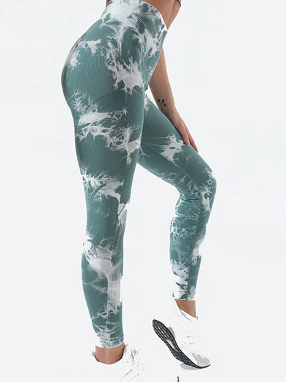 Tie - Dye High Waist Active Leggings - Casual Fit Clothes