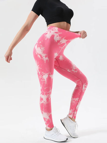 Tie - Dye High Waist Active Leggings - Casual Fit Clothes