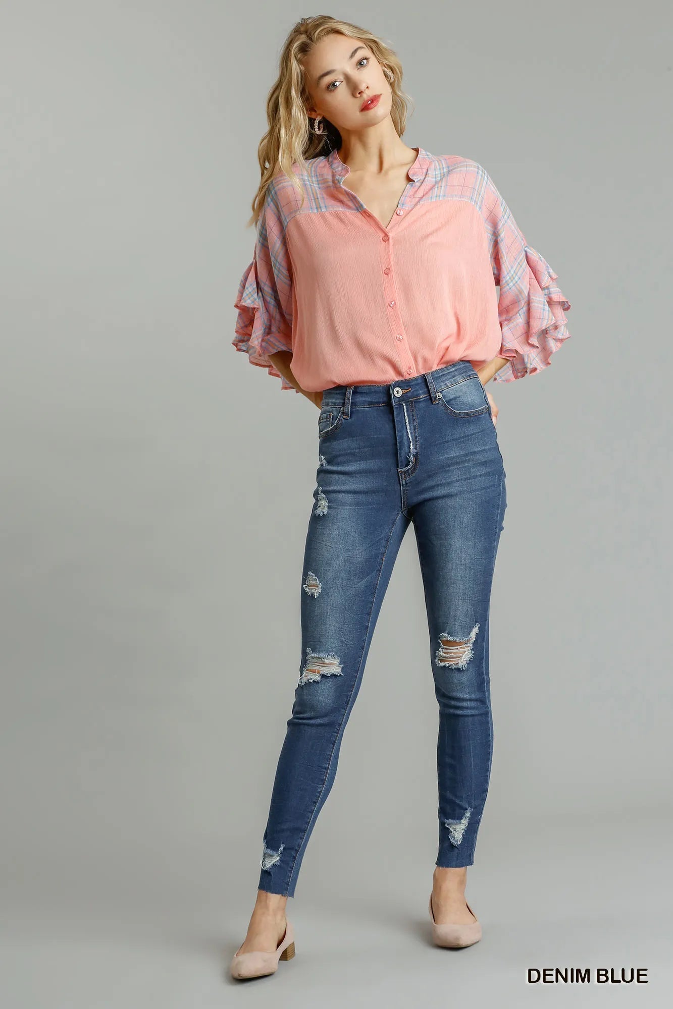 Umgee Distressed Skinny Jeans with Pockets - Casual Fit Clothes
