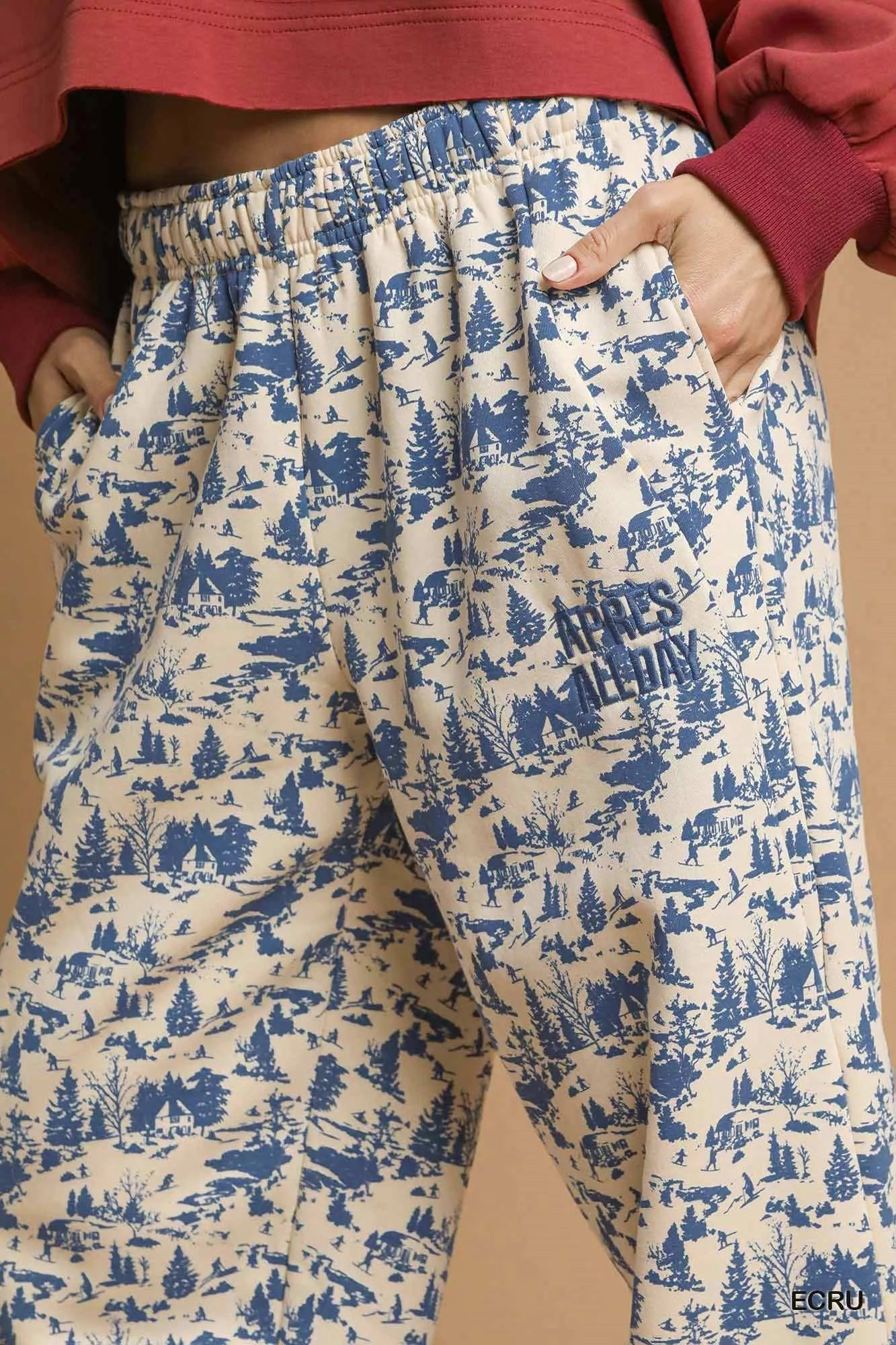 Umgee Scenic Print Casual Sweatpants - Casual Fit Clothes