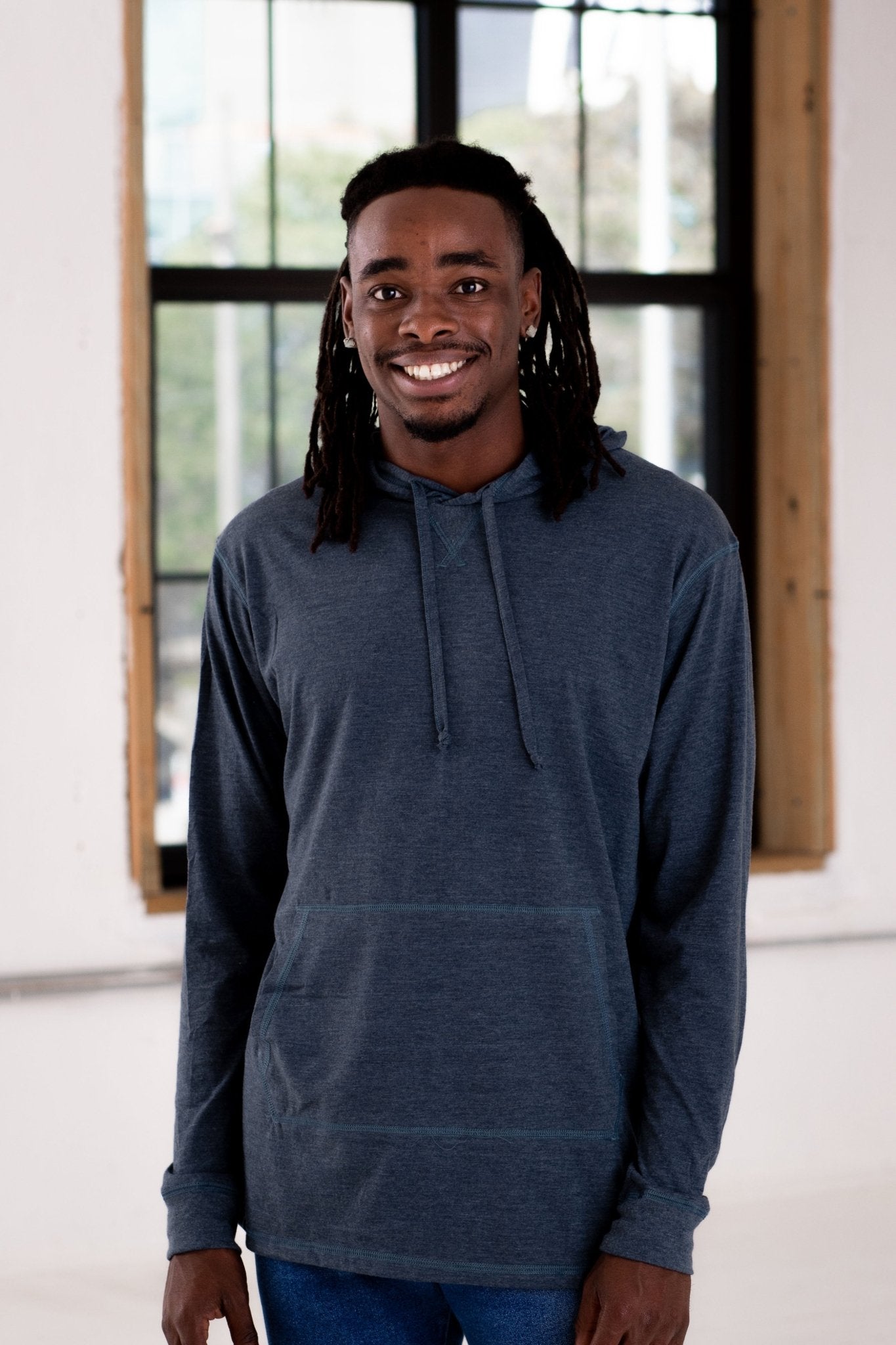 Unisex Eco - Triblend Long Sleeve Hooded Tee - Casual Fit Clothes