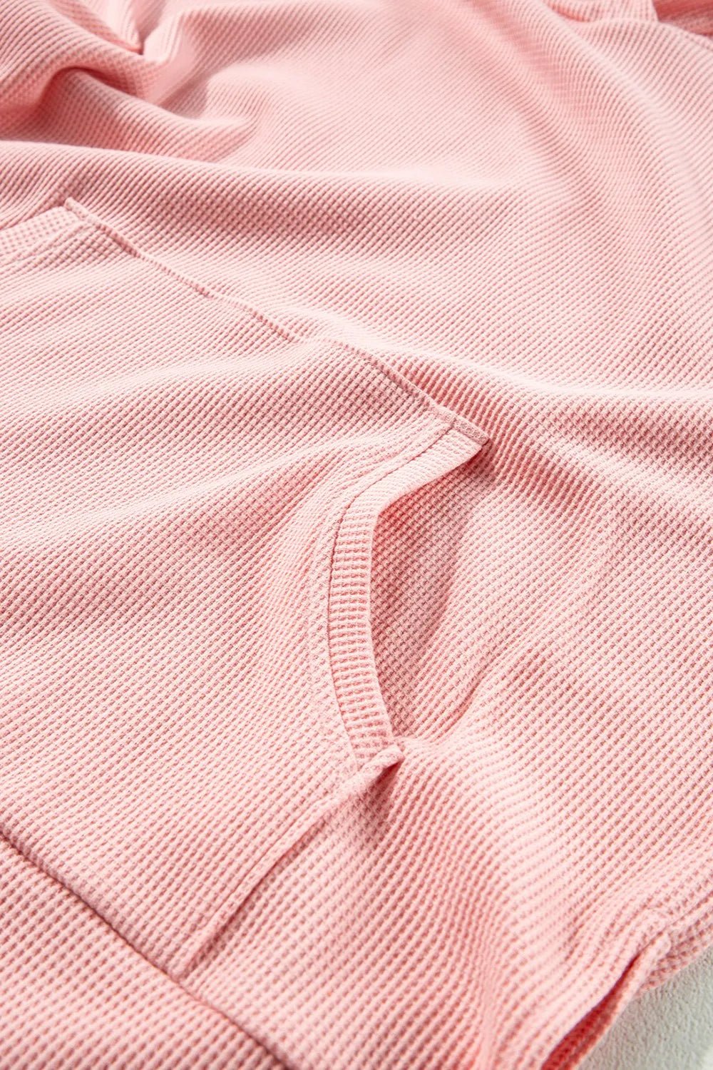 Waffle - Knit Long Sleeve Hoodie - Casual Fit Clothes