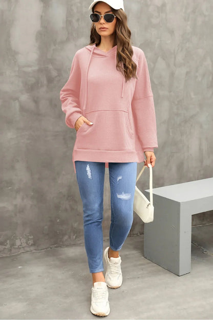 Waffle - Knit Long Sleeve Hoodie - Casual Fit Clothes