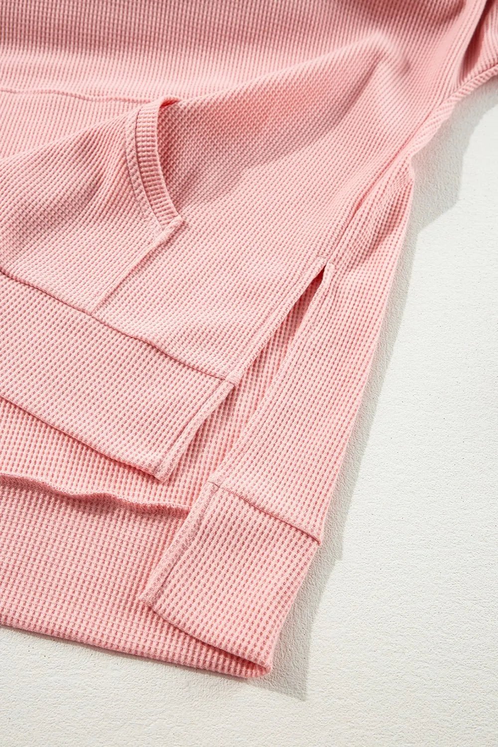 Waffle - Knit Long Sleeve Hoodie - Casual Fit Clothes