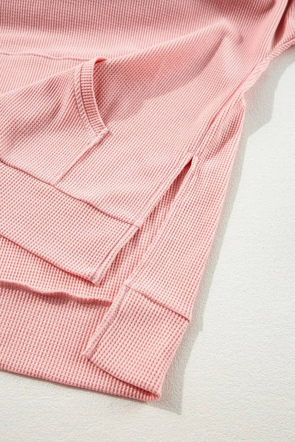 Waffle - Knit Long Sleeve Hoodie - Casual Fit Clothes