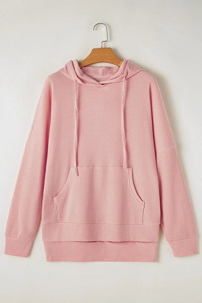 Waffle - Knit Long Sleeve Hoodie - Casual Fit Clothes