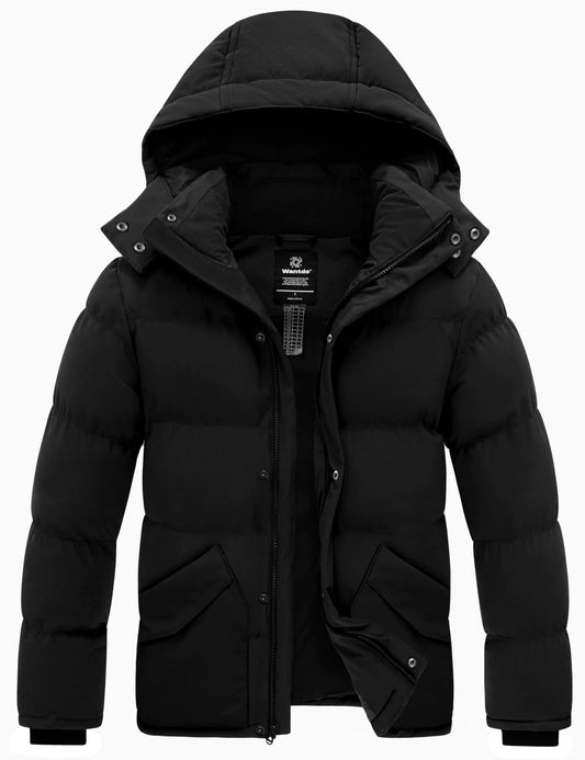 wantdo Mens Puffer Jackets Padded Puffy Coats Waterproof Winter Coats (Black S) - Casual Fit Clothes