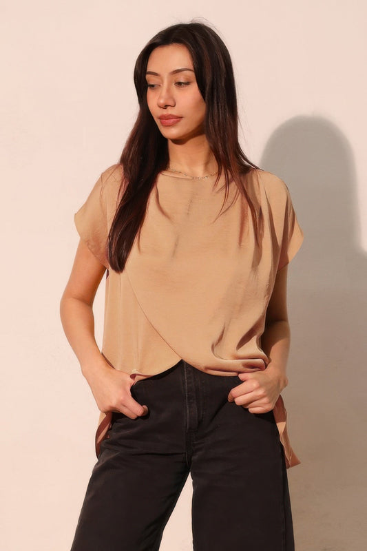 Washed Poly Silk Tulip Tunic Top - Casual Fit Clothes