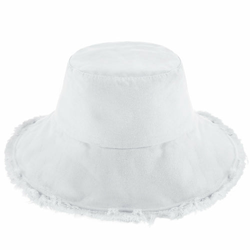 Wide Brim Frayed Bucket Hat - Casual Fit Clothes