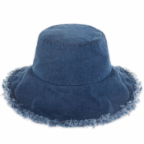 Wide Brim Frayed Bucket Hat - Casual Fit Clothes