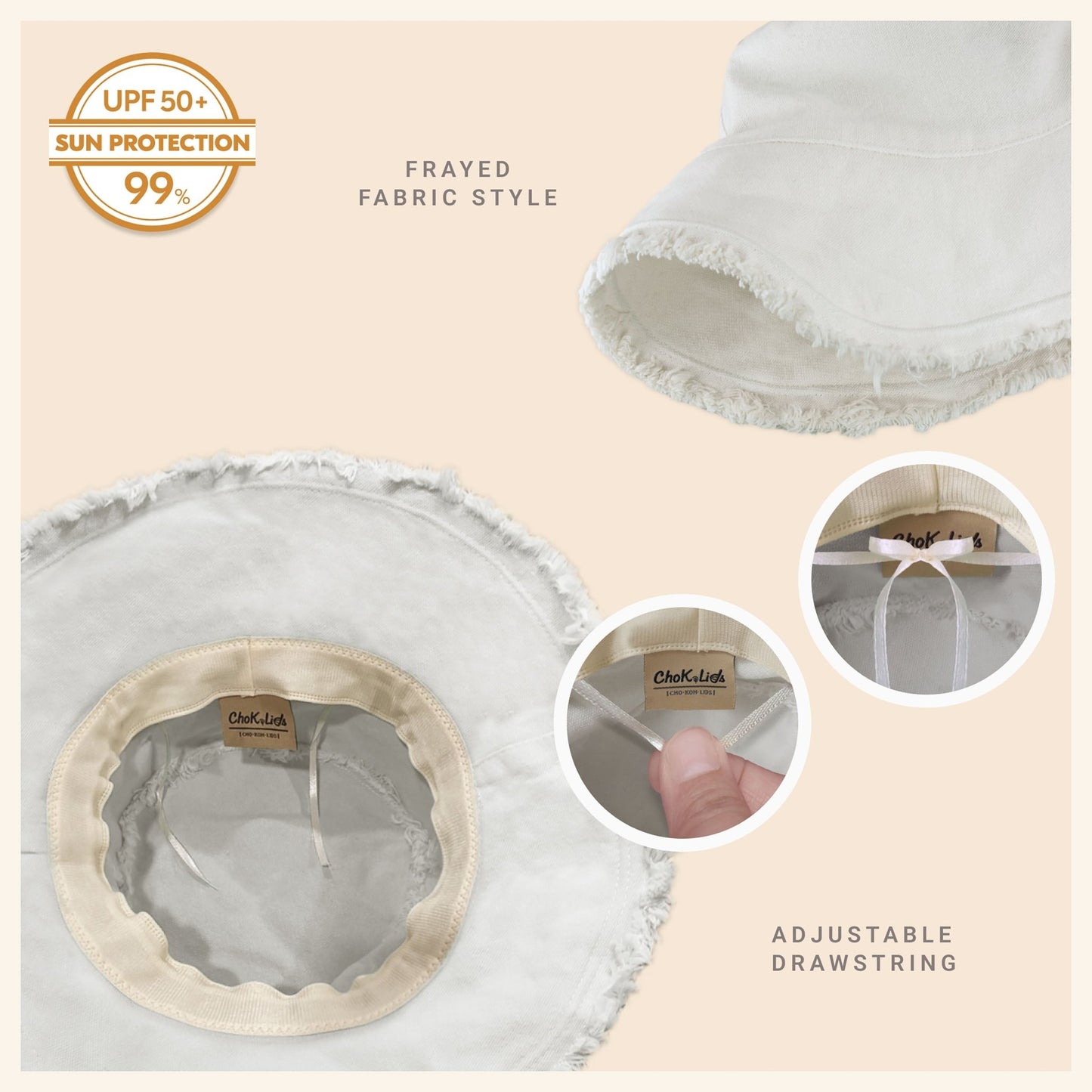 Wide Brim Frayed Bucket Hat - Casual Fit Clothes