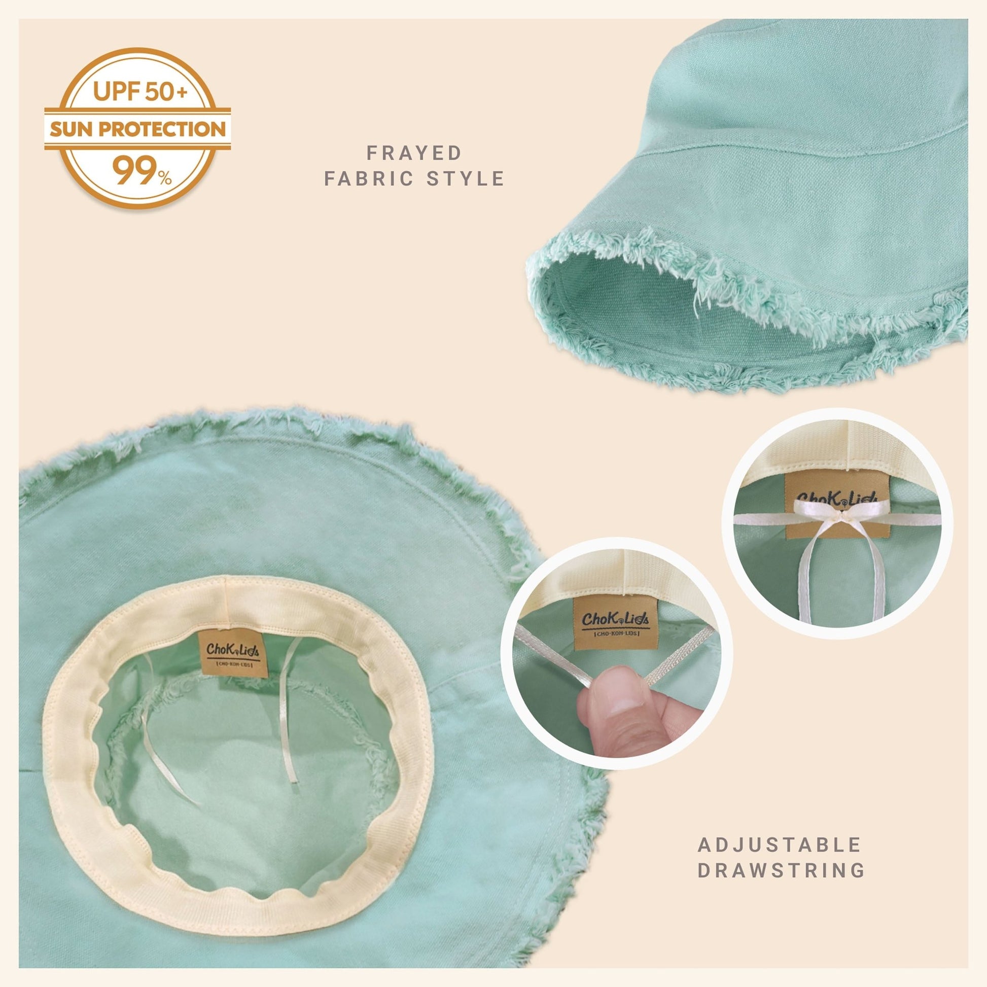Wide Brim Frayed Bucket Hat - Casual Fit Clothes