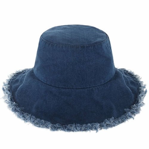 Wide Brim Frayed Bucket Hat - Casual Fit Clothes