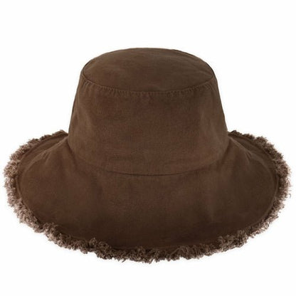 Wide Brim Frayed Bucket Hat - Casual Fit Clothes