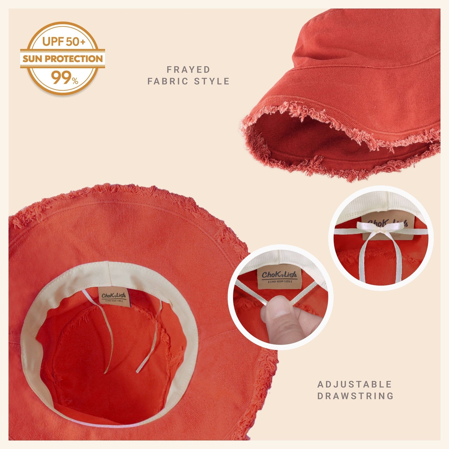 Wide Brim Frayed Bucket Hat - Casual Fit Clothes