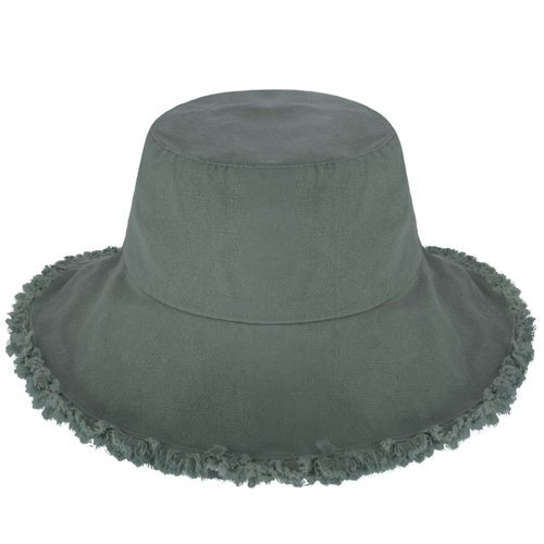 Wide Brim Frayed Bucket Hat - Casual Fit Clothes