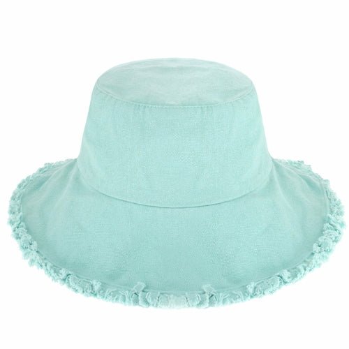 Wide Brim Frayed Bucket Hat - Casual Fit Clothes