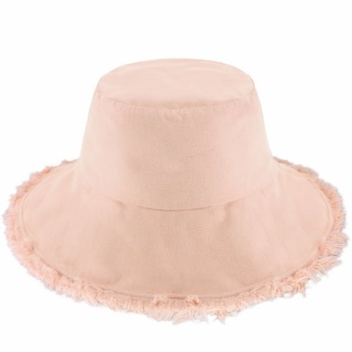 Wide Brim Frayed Bucket Hat - Casual Fit Clothes