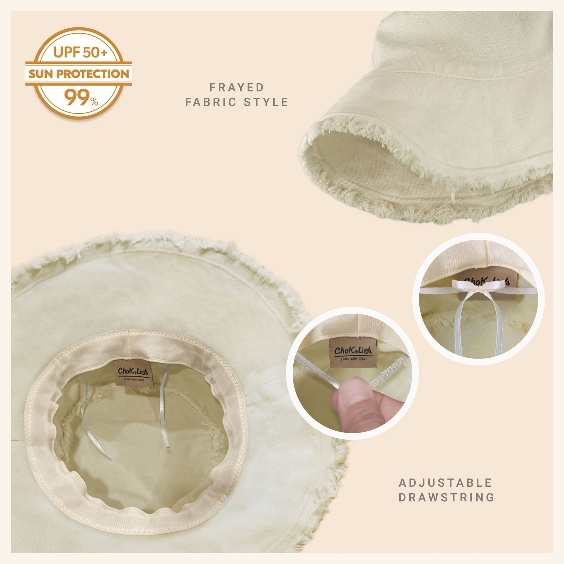 Wide Brim Frayed Bucket Hat - Casual Fit Clothes