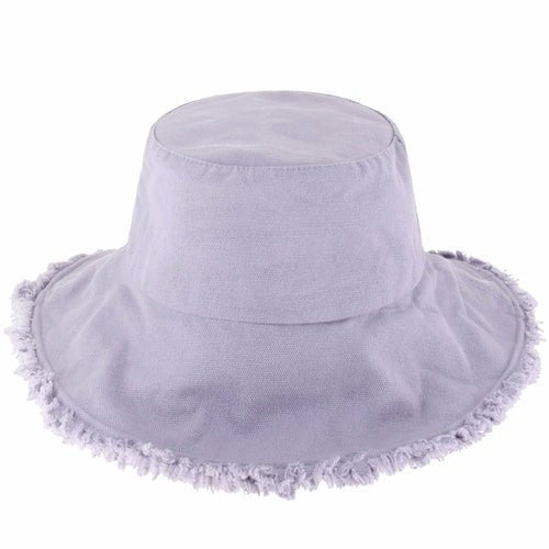 Wide Brim Frayed Bucket Hat - Casual Fit Clothes