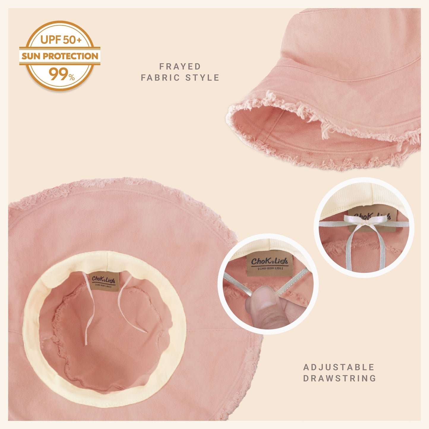 Wide Brim Frayed Bucket Hat - Casual Fit Clothes