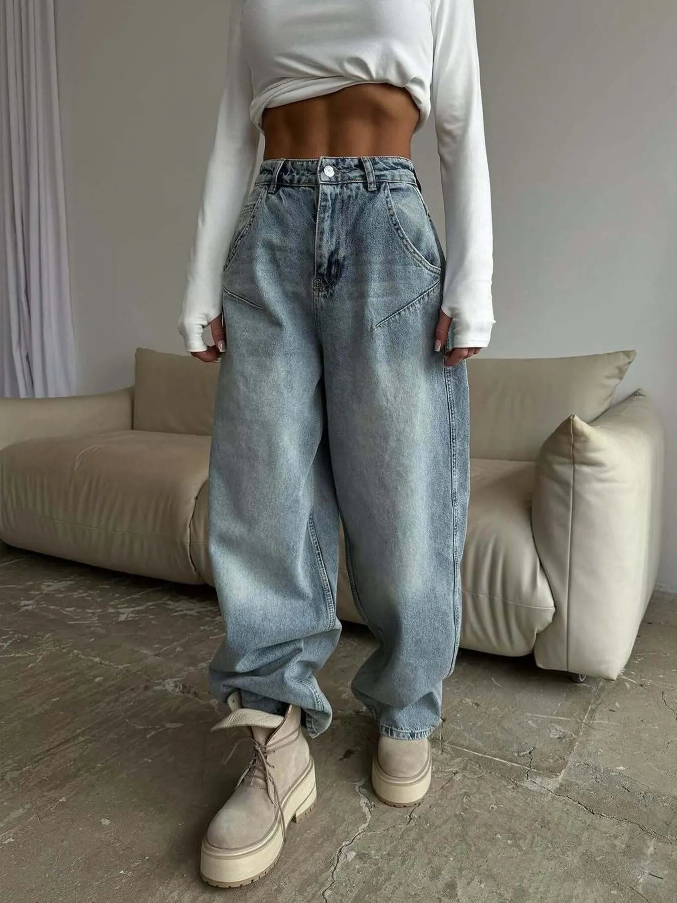 Wide Leg Jeans - Casual Fit Clothes