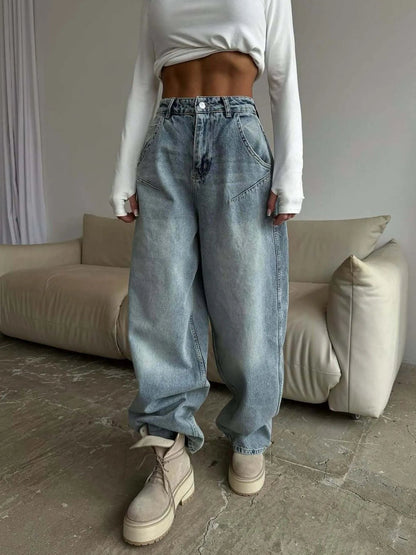 Wide Leg Jeans - Casual Fit Clothes