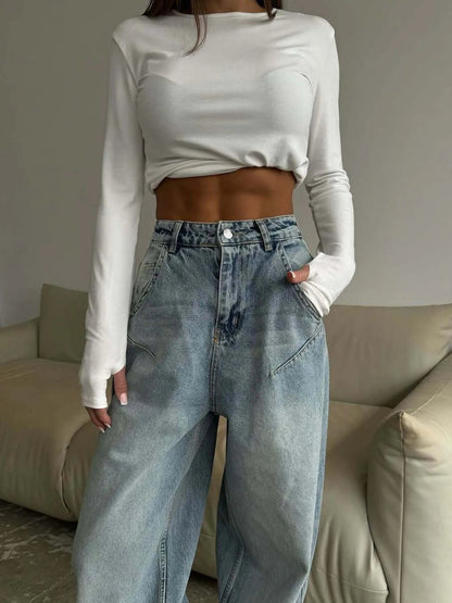 Wide Leg Jeans - Casual Fit Clothes