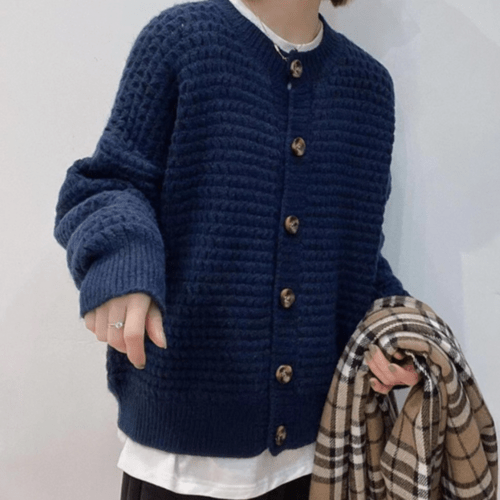 Womens Casual Button Down Knit Cardigan - Casual Fit Clothes