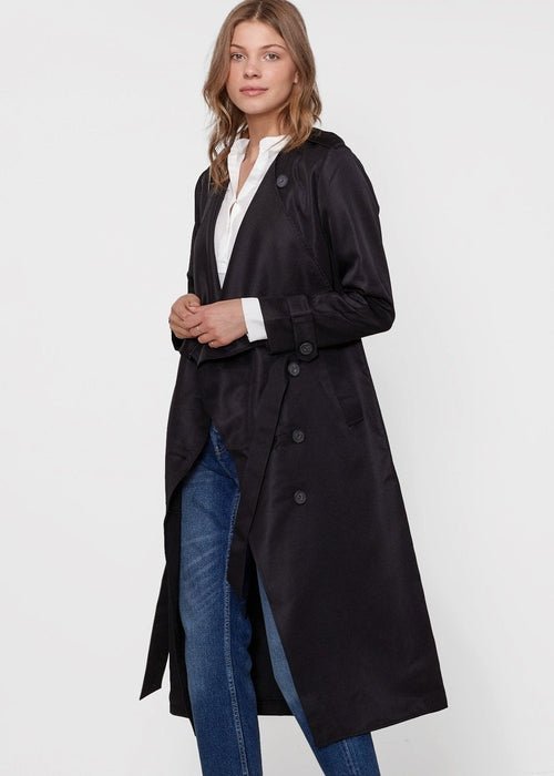 Women's Tie Waist Maxi Trench Coat - Casual Fit Clothes