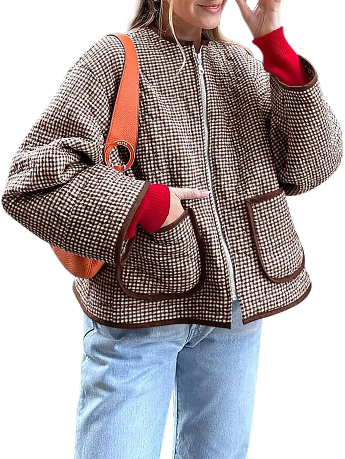 Yousify Womens Quilted Lightweight Jackets 2024 Trendy Winter Coats Packable Puffer Jacket Brown S - Casual Fit Clothes