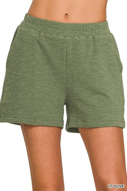 Zenana Cotton Slub Shorts - Casual Fit Clothes
