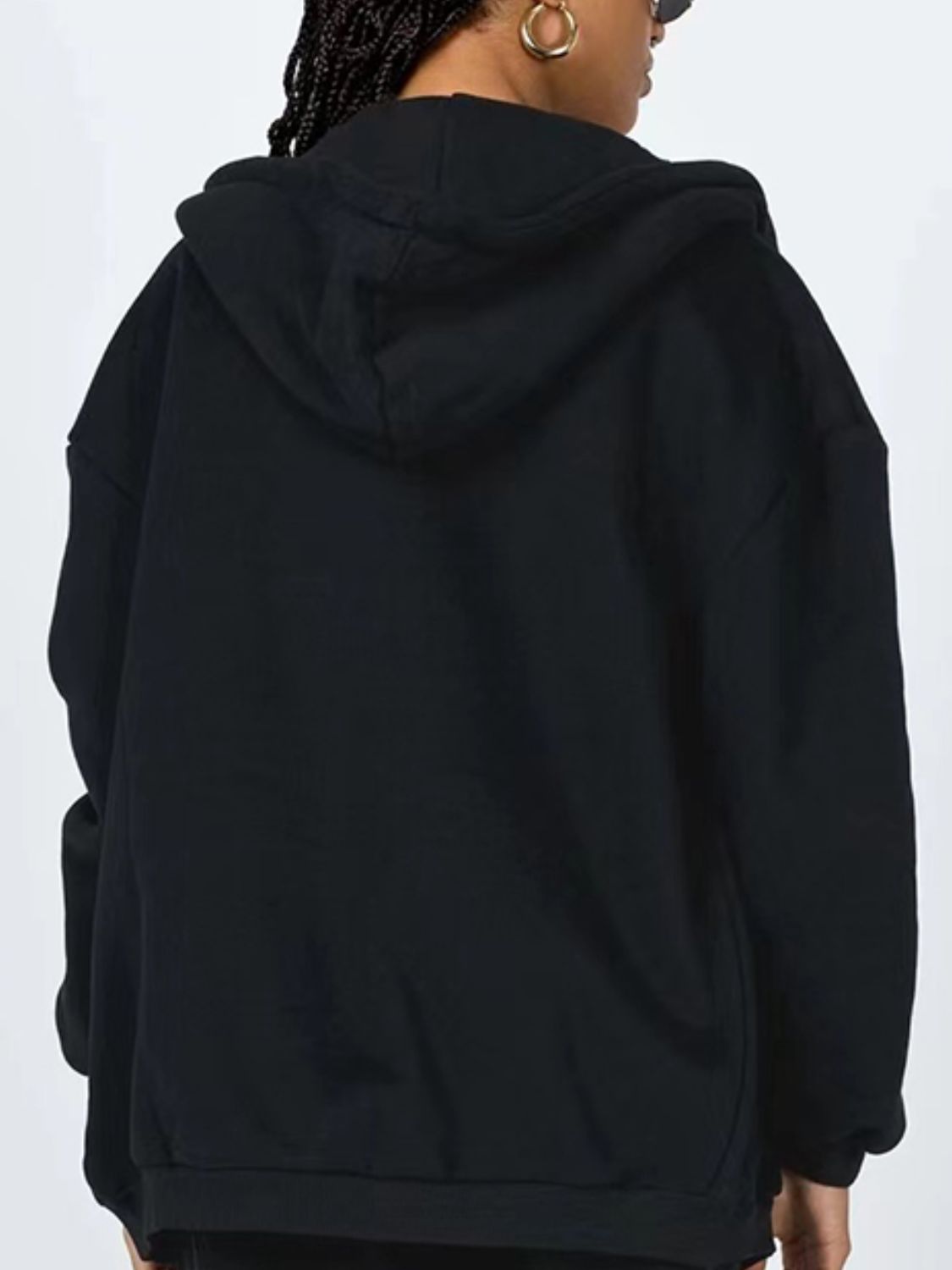 Zip - Up Drawstring Hoodie - Casual Fit Clothes