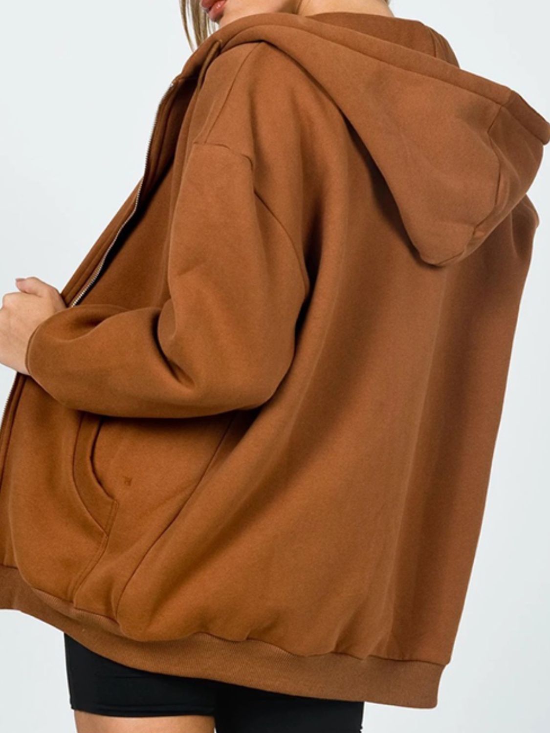 Zip - Up Drawstring Hoodie - Casual Fit Clothes