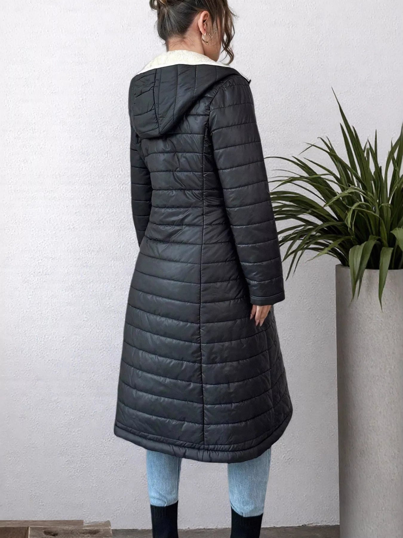 Zip Up Quilted Hooded Puffer Coat - Casual Fit Clothes